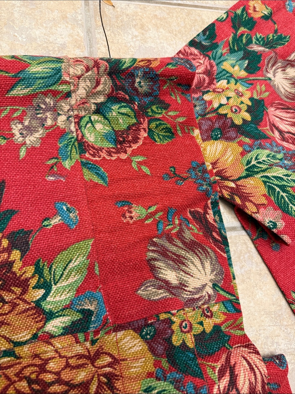 Ralph Lauren 2 Valences Red Floral Fabric Panel - Picture 5 of 7